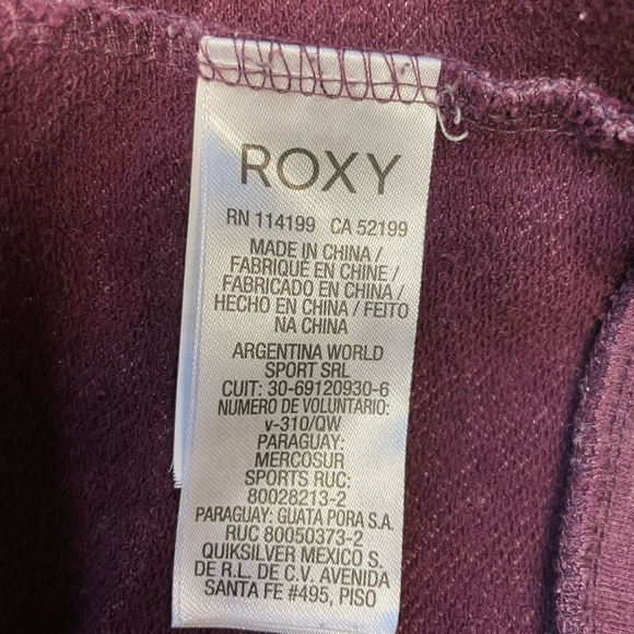 Roxy burgundy athleisure long sleeve zip up pockets hoodie women’s size Small - Picture 6 of 7